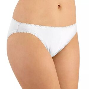 Jenni Panties Women's 1X White Chai Lace Trim Bikini Underwear Cotton Set Of 3‎